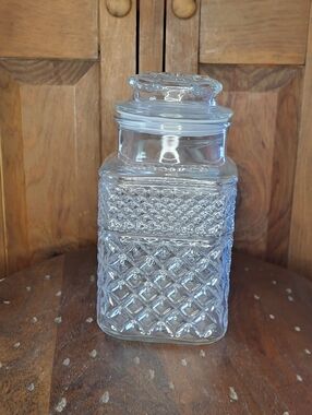 Clear Patterned Glass Canister with Lid